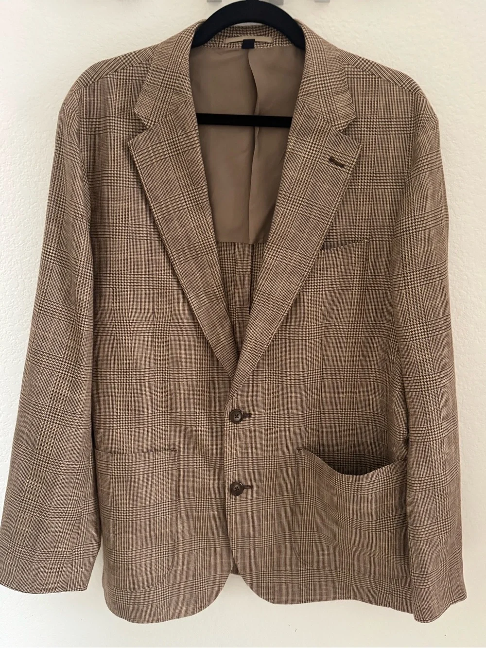 Jcrew Tan & Brown Glen Plaid Blazer Crosby classic fit. Refined/wool linen.